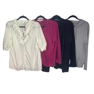 LOT Or BUNDLE Of Women's Tops By URBAN COCO, LOFT, & OLD NAVY Size LARGE